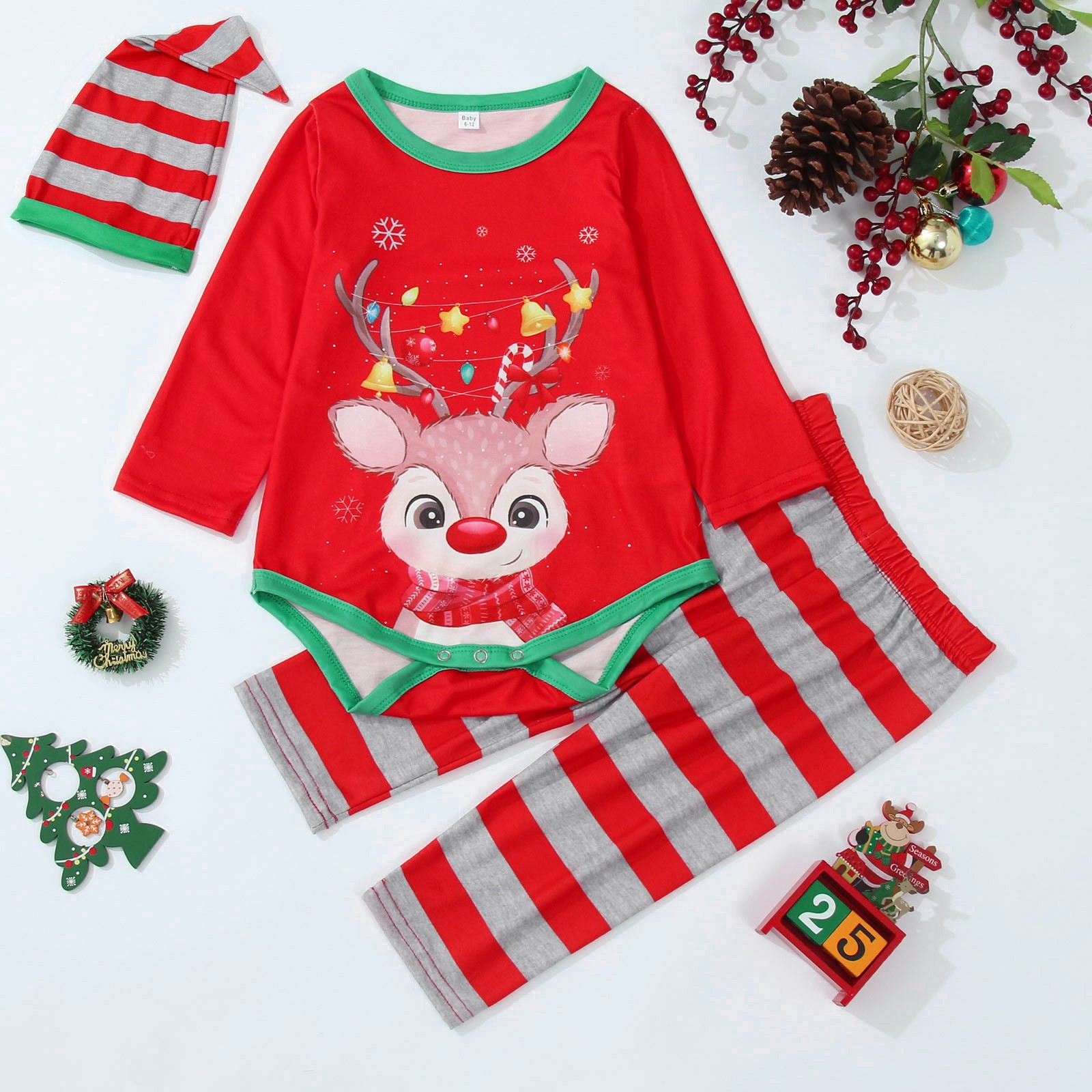 Coopserbil 2023 Baby Christmas Pajamas onesie Children'S Organic Cotton Baby Girl Christmas
