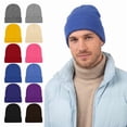 thumbnail image 1 of Cooraby 12 Pack Knitted Winter Beanie Cold Weather Acrylic Warm Skull Cap Cuff Watch Hat for Men or Women Homeless Donation, 1 of 7