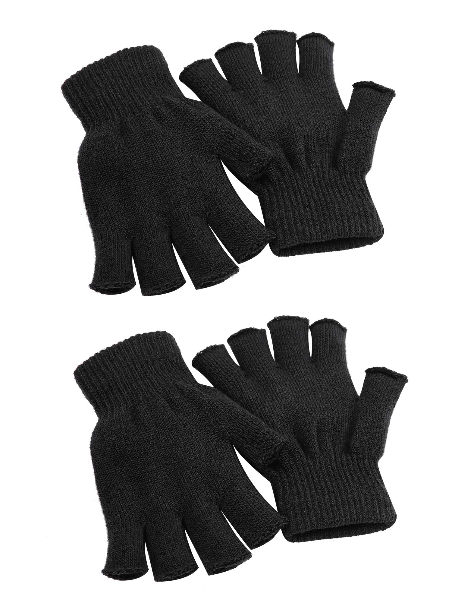 Cooraby 2 Pairs Unisex Warm Half Finger Gloves Winter Fingerless Gloves (L for Adults, M for