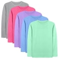thumbnail image 1 of Cooraby 5 Pack Girls' Long Sleeve Tees Kids T-Shirts Soft Toddler Girls Crewneck T-Shirts, 1 of 9