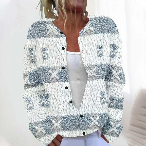 Coorders Women Open Front Cardigan Sweaters,Christmas Long Sleeve Cable Knit Button Down Jacket Tops,Women's Plus Red,Size XXXL