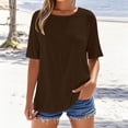 thumbnail image 1 of Coorders Women's Crew Neck Top, Short Sleeved Womens Oversized T-Shirts, Cotton Crew Neck Short Sleeve Summer Casual Tee Tops,Brown,Size S, 1 of 5