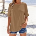 thumbnail image 1 of Coorders Women's Crew Neck Top, Short Sleeved Womens Oversized T-Shirts, Cotton Crew Neck Short Sleeve Summer Casual Tee Tops,Coffee,Size L, 1 of 5
