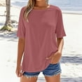 thumbnail image 1 of Coorders Women's Crew Neck Top, Short Sleeved Womens Oversized T-Shirts, Cotton Crew Neck Short Sleeve Summer Casual Tee Tops,Pink,Size S, 1 of 5