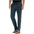 thumbnail image 1 of Coorders Breathable Mens Drawstring Pants, Elastic Waist Drawstring Lightweight Trouser Casual Yoga Summer Beach Pant, Navy Blue,Size L, 1 of 7