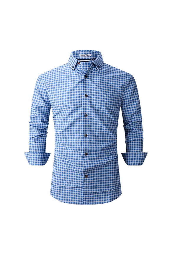 George Fit Casual Dress Shirts, Mens Solid Long Sleeve Dress Shirts Stretch Cotton Business Shirt,Blue,XXL