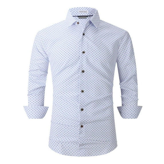 Coorders George Fit Casual Dress Shirts, Mens Solid Long Sleeve Dress Shirts Stretch Cotton Business Shirt,White,M