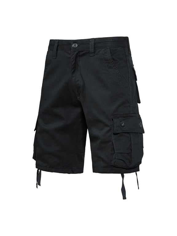 George Men’Cargo Shorts with Pockets, Fashion Mens Shorts Clearance, Black, L