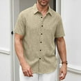 thumbnail image 1 of Coorders George Men’s & Big Men’s Button Down Front Shirt , Casual Short Sleeve Front Shirt for Men, Beige, XL, 1 of 8