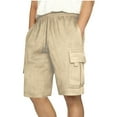 thumbnail image 1 of Coorders George Men’s & Big Men’s Cargo Shorts Stretch Drawstring Shorts with Elastic Waist and Pockets, Beige, L, 1 of 5