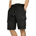 thumbnail image 1 of Coorders George Men’s & Big Men’s Cargo Shorts Stretch Drawstring Shorts with Elastic Waist and Pockets, Black, M, 1 of 7