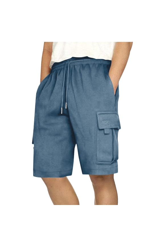 George Men’s & Big Men’s Cargo Shorts Stretch Drawstring Shorts with Elastic Waist and Pockets, Blue, XXL