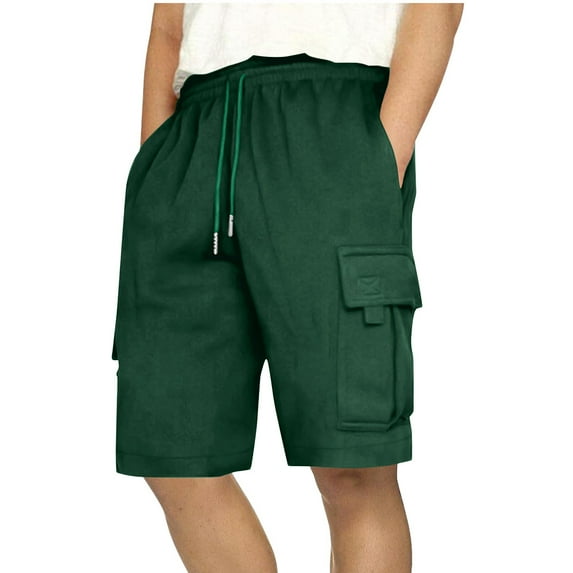Coorders George Men’s & Big Men’s Cargo Shorts Stretch Drawstring Shorts with Elastic Waist and Pockets, Green, XXL