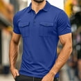 thumbnail image 1 of Coorders George Men’s & Big Men’s Stretch Short Sleeve Polo with Pocke,Button-Up Commuter Shirts for Mens, Blue, XL, 1 of 6