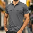 thumbnail image 1 of Coorders George Men’s & Big Men’s Stretch Short Sleeve Polo with Pocke,Button-Up Commuter Shirts for Mens, Gray, XL, 1 of 6