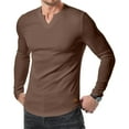thumbnail image 1 of Coorders George Men's & Big Men's V-Neck Shirts, Fashion Tee with Long Sleeve, Coffee,M, 1 of 8