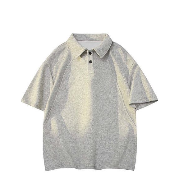 Coorders George Men's Button-Up Front Shirt with Short Sleeves, Casual Summer Tee for Boyfriend, Gray, Size L