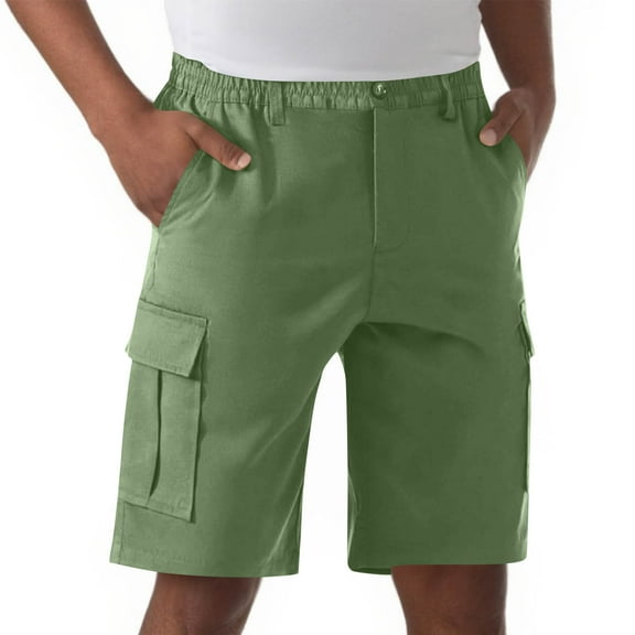 Coorders Men's Cargo Short, Mens Elastic Zipper Cargo Shorts with Stretch,Big Mens Mint Green,Size L