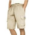 thumbnail image 1 of Coorders Men's Cargo Shorts Fashion Drawstring Shorts with Elastic Waist and Pockets, Beige, L, 1 of 6