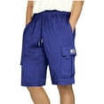 thumbnail image 1 of Coorders George Men’s Cargo Shorts Fashion Drawstring Shorts with Elastic Waist and Pockets, Blue, S, 1 of 4
