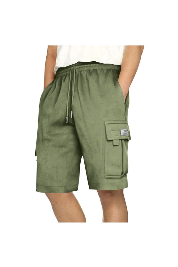 George Men’s Cargo Shorts Fashion Drawstring Shorts with Elastic Waist and Pockets, Light Green, S