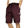 thumbnail image 1 of Coorders George Men’s Cargo Shorts Fashion Drawstring Shorts with Elastic Waist and Pockets, Wine, XXL, 1 of 4
