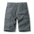 thumbnail image 1 of Coorders Men's Cargo Shorts, Stretch Elastic Waist Men's Hiking Buttons Zipper Cargo Shorts with Pockets, Gray, XXL, 1 of 8