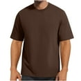 thumbnail image 1 of Coorders George Men's Cotton Oversized T-Shirt with Short Sleeve, Classic Fashion Tshirts Casual Soft Premium Cotton Basic Tee , Brown, Size XXXXL, 1 of 3