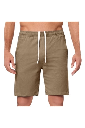 Men's Cotton Shorts Men's and Big Men's Pull-On Cargo Shorts with Pocket, Khaki,L