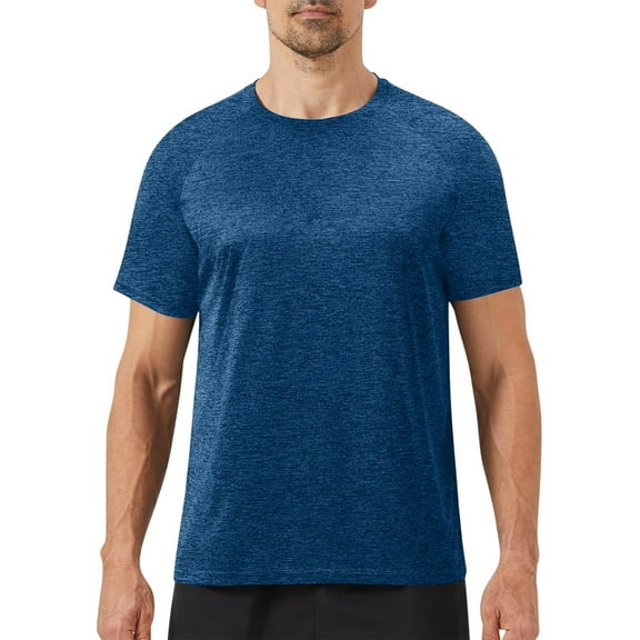 Coorders George Men's Crewneck Tee with Short Sleeves, Mens Breathable Stretch Tops Tee Shirt, Dark Blue, XL