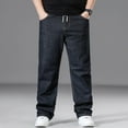thumbnail image 1 of Coorders Men's Denim Drawstring Pants with Pockets, Elastic Waist Active Stretch Slim Fit Jeans Black, XXXXXL, 1 of 9