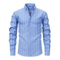 thumbnail image 1 of Coorders Men's Dress Shirt with Long Sleeves, Stripe Shirts for Men Casual Business Button Down Men Shirts, D-Light Blue, XXL, 1 of 3