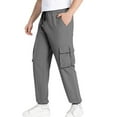 thumbnail image 1 of Coorders Men's Elastic Stretch Work Pants, Lightweight Drawstring Pants with Pockets Gray, S, 1 of 6