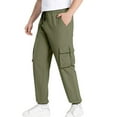 thumbnail image 1 of Coorders Men's Elastic Stretch Work Pants, Lightweight Drawstring Pants with Pockets Green, S, 1 of 7