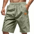 thumbnail image 1 of Coorders George Men’s Elastic Waist Cargo Shorts, Lightweight Linen Loose Fit Drawstring Short with Pockets, Army Green, XXXL, 1 of 9