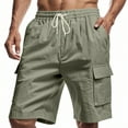 thumbnail image 1 of Coorders George Men’s Elastic Waist Cargo Shorts Loose Fit Drawstring Short with Pockets, Army Green, XXL, 1 of 9