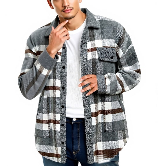 Coorders George Men's Heavyweight Jacket with Pocket, Winter Fleece Bottom Down Jackets ,Big and Tall Gray,Size L