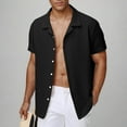 thumbnail image 1 of Coorders Men's Linen Shirts Short Sleeve Hawaiian Button Down Shirt,Black,L, 1 of 7