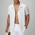thumbnail image 1 of Coorders Men's Linen Shirts Short Sleeve Hawaiian Button Down Shirt,White,L, 1 of 7