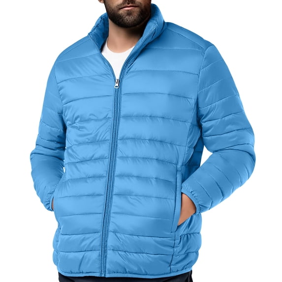 Coorders George Men's Puffer Jacket,Warm Lightweight Winter Jackets for Men with Pockets ,Big and Tall Light Blue,Size S