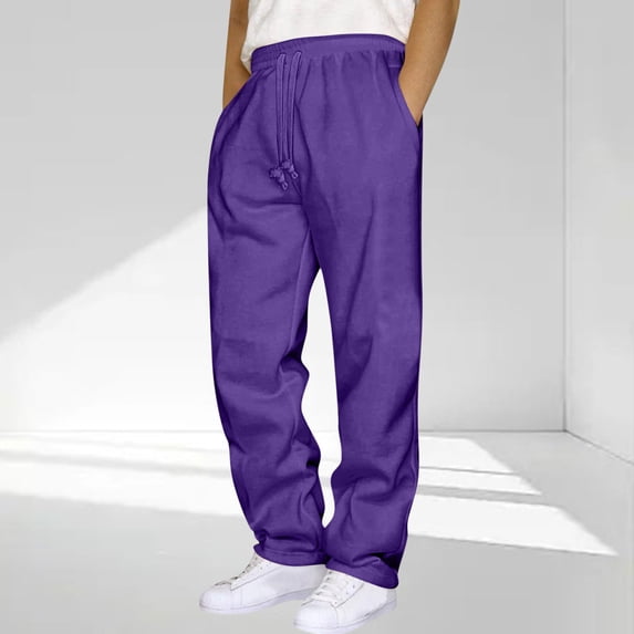Coorders Men's Sweatpants with Pockets, Elastic Waist Men's Lounge Pants,Big Mens Purple,Size S