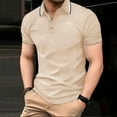 thumbnail image 1 of Coorders Men's Turndown Collar Shirts, Men's & Big Men's Stretch Polo, Khaki, L, 1 of 6