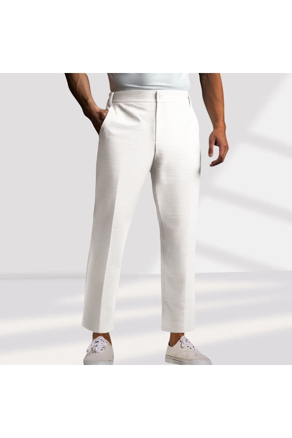 George Men's and Big Men’s Classic Wrinkle Resistant Pants,White,S