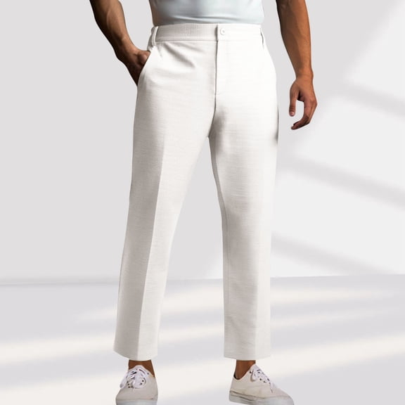 Coorders George Men's and Big Men’s Classic Wrinkle Resistant Pants,White,XXXL