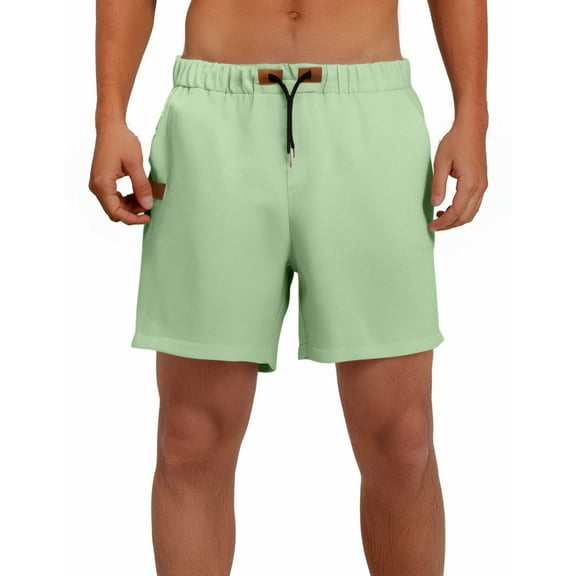Coorders George Men's and Big Men's Linen Shorts,Men's Drawstring Pull-On Shorts with Pocket Mint GreenM