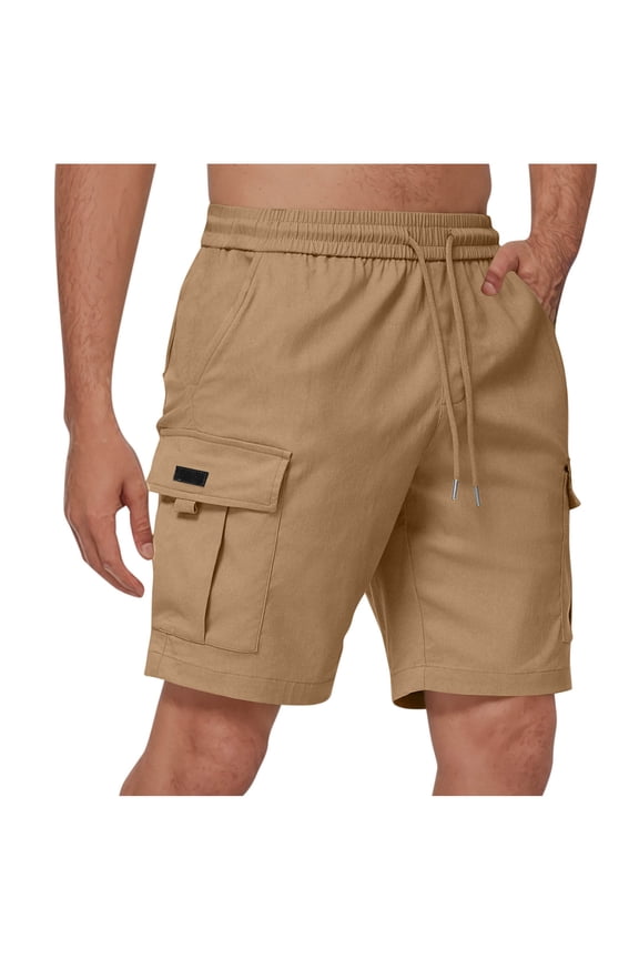 Men's and Big Men's Pull-On Cargo Shorts, Khaki,L