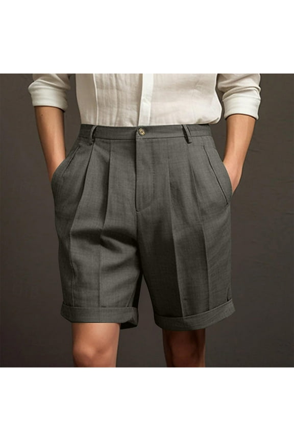 Men's and Big Men's Stretch Twill Flat Front Shorts with Pocket,Gray,L