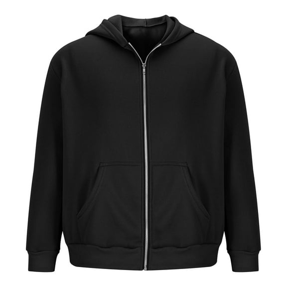 Coorders George Mens Fleece Full Zip Hoodie Sweatshirt Jackets with Long Sleeve, Mens and Big Mens Lightweight Sweatshirt Hooded ,Big and Tall Black,Size XXXL