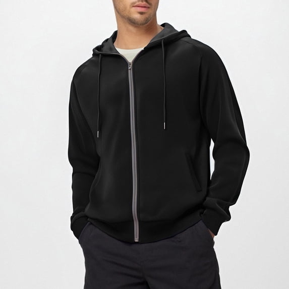 Coorders Mens Fleece Jacket Zipper,Full Zip Lightweight Casual Hoodies Pocket ,Big and Tall Black,Size XXXXL