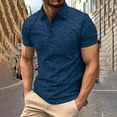 thumbnail image 1 of Coorders Mens Regular-Fit Polo Tops Short Sleeve, Casual Slim Button-Up Shirt, Dark Blue, S, 1 of 4